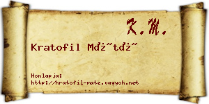 Kratofil Máté névjegykártya
